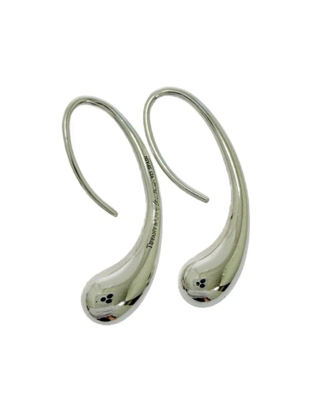 Tiffany & Co Silver Teardrop Hook Earrings View 2